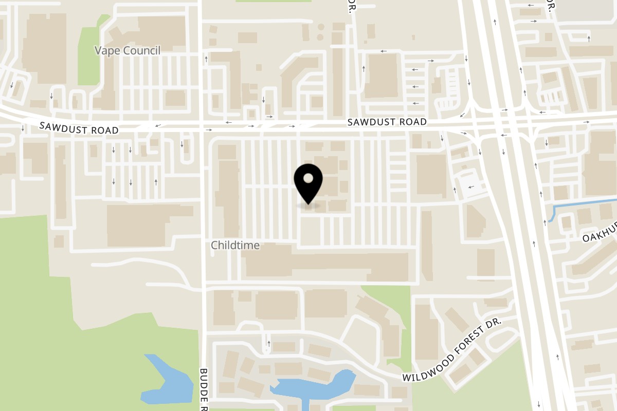 Map showing the location of Pit Master BBQ on 343 Sawdust Rd in Spring